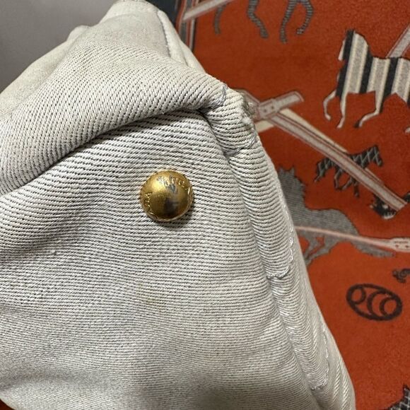 PRADA ❤️🌟WHITE DENIM CANAPA BAG WITH LONG STRAP⭐️ - Picture 8 of 15